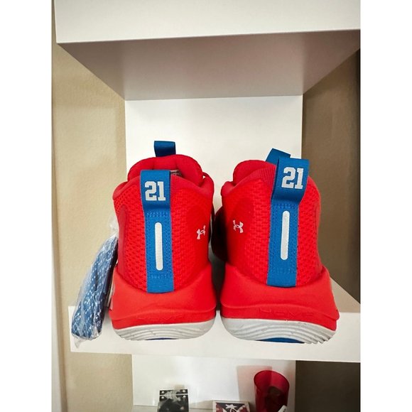 Under Armour Embiid 1 "Kansas Jay Hawks" Sneakers 3023086-603 Men’s Size 11.5 - Picture 4 of 6